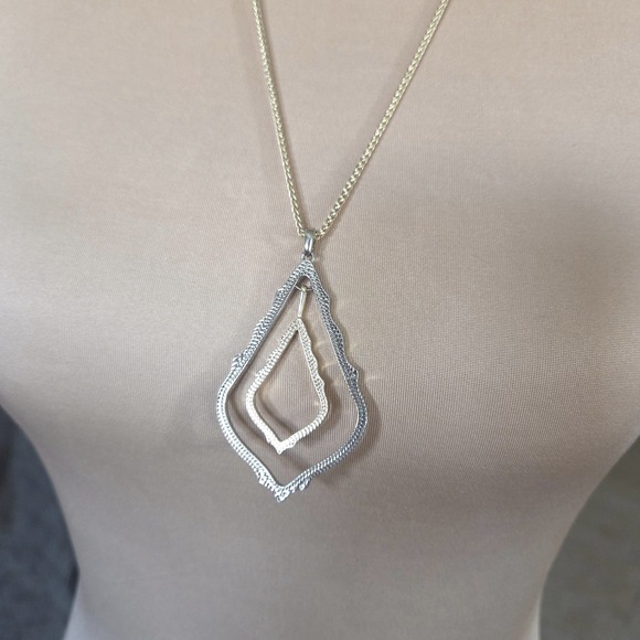 Kendra Scott Simon Long Pendant Mixed Metal Two Tone Adjustable Necklace NEW - Picture 3 of 4